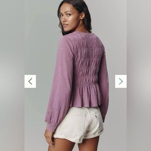 💜Pilcro Long-Sleeve Smocked Top - NWT